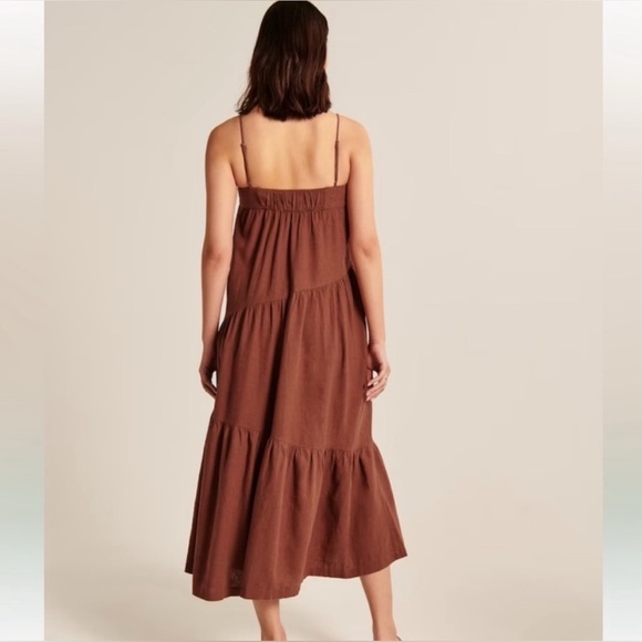 Abercrombie & Fitch Rust Asymmetrical Tiered Maxi Dress Size XL - Picture 2 of 13